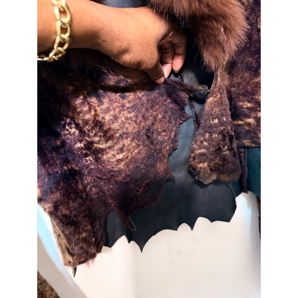 L’Impasse vintage luxury leather and fur jacket in Brown - Picture 4 of 6